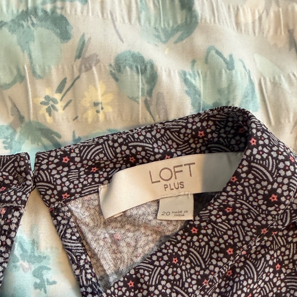 LOFT Black Patterned Ruffle Blouse - image 2